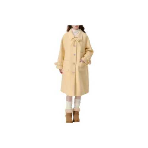 Amyway Желтое Шерстяное Пальто Женское Пальто