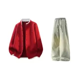 Красные + Желтые Грязные Джинсы с Флисовой Подкладкой