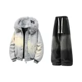 Фотиния Серый + Черный Джинсы с Флисовой Подкладкой