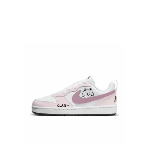 Nike Court Borough SWEET CAT Розовый с принтом Низкие кроссовки для скейтбординга Белый Детский