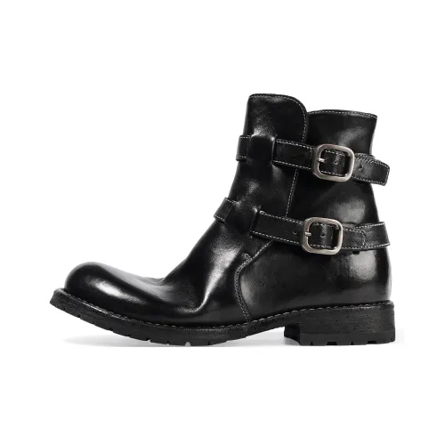 Dreambo Промытый Лошадиная кожа Пряжки для ремня Челси 14 см Рыцарь Ботинки Женские