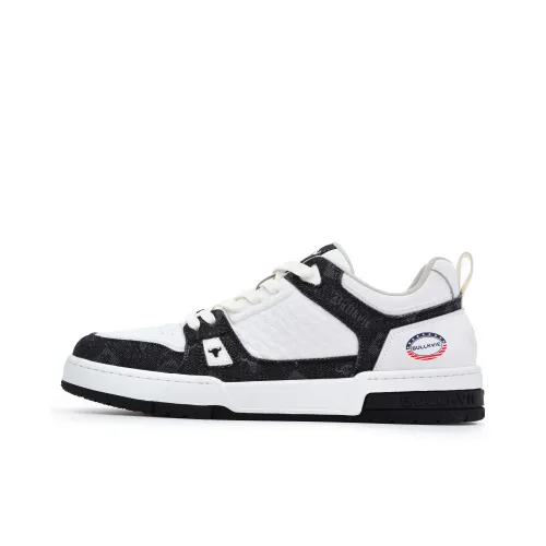 BULLKVIE Износостойкий Легкий Дышащий и Противоскользящий. Низкий Топ Скейтборд Кроссовки Унисекс Деним Черный Белый