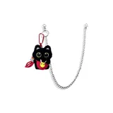 Сумка через плечо с маленьким черным котом, цепочка (красная)