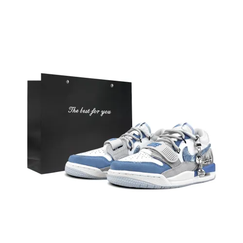 Джордан Legacy 312 Устойчивый к истиранию Низкий Топ Винтажные Баскетбольные Кроссовки Унисекс Синий Белый