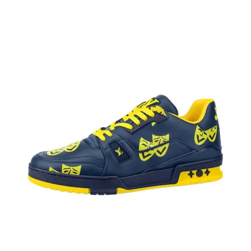 LOUIS VUITTON Тренер Low Топ Стильные Скейтбординги Мужской Синий Желтый