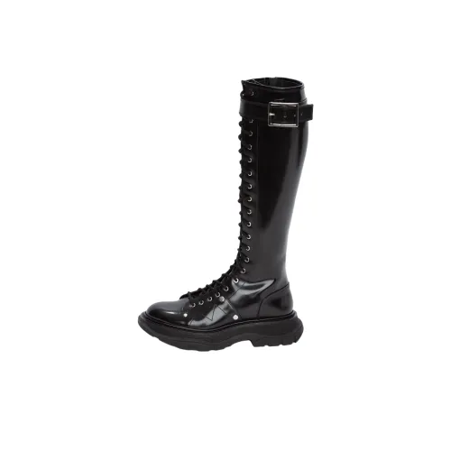 Alexander McQueen Tread Slick Женские высокие сапоги до колена черные