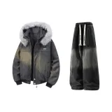 Темно-серый + черный джинсы с флисовой подкладкой