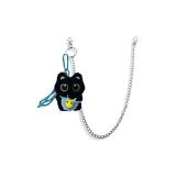 Сумка через плечо с маленьким черным котом, цепочка (синяя)