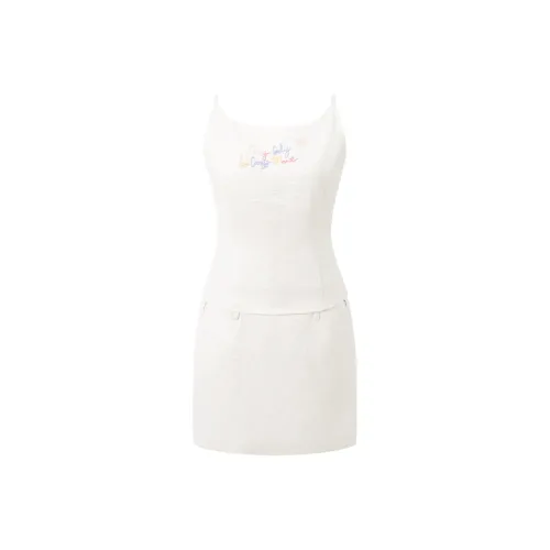 NAWS Перламутрово-белые Женские Платья без рукавов