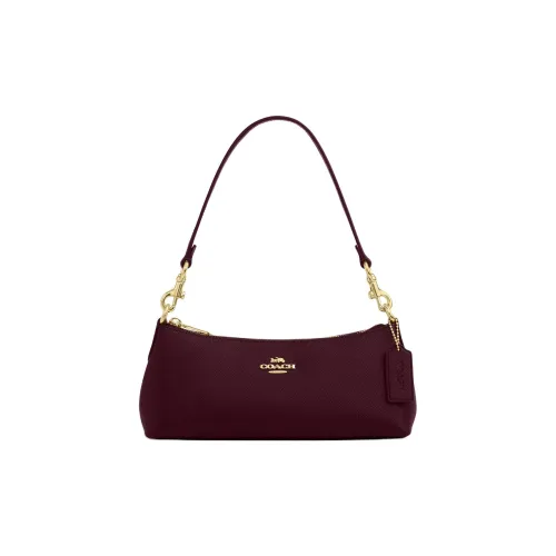 COACH CHARLOTTE Крест-накрест Текстура Кожа Плечевая Сумка Женская Бордовый