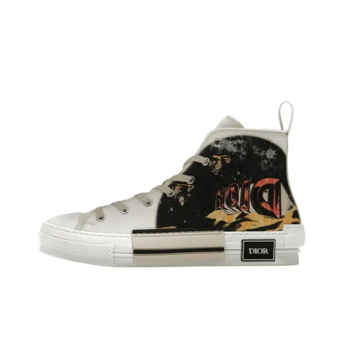 DIOR B23 Высокие Топы Стильные Скейтбординги Мужские Черно-Белые