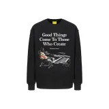 Черный свитшот с круглым вырезом