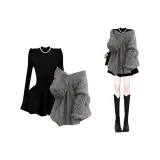 Gray Sweater + Black Dress [Двухкомпонентный комплект]