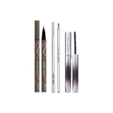 2# Коричневый кисть для подводки глаз жидкость ручка + 1# естественный черный кисть для бровей карандаш + 1# естественный черный тушь