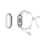 Розовый Белый [Ремень + Серебряный Ромб Чехол]