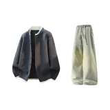 Серый + Желтый Грязь Джинсы с Флисовой Подкладкой