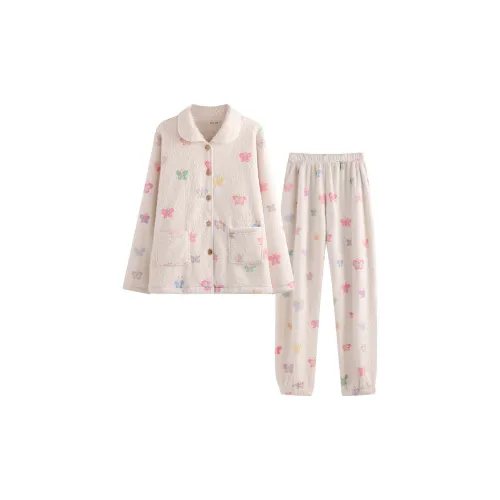 CHATING Многоцветный Шерпа Бант Женские Пижамные Комплекты