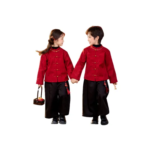 YALU Комплект одежды Красный топ + Черные штаны KIDS Повседневная спортивная одежда