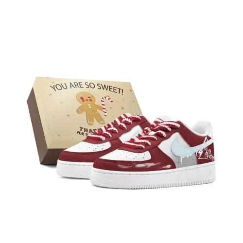 Nike Air Force 1 Air Force 1 Couple's Red Velvet Ambient Low Top Skateboard Shoes Women's Blue Red