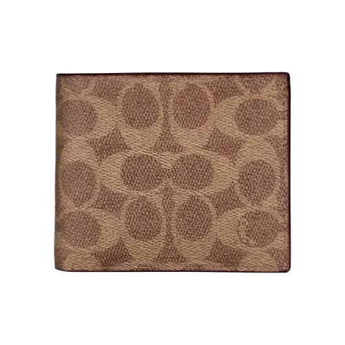 COACH MINT+SERF Collaboration Collection Кошелек из искусственной кожи маленький мужской коричневый желтый