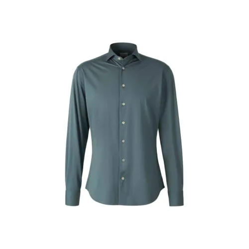 TRAIANO MILANO Темно-зеленые Мужские Рубашки