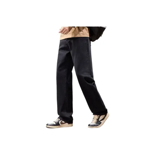 HIPHOPPUNKS Черные джинсы с флисовой подкладкой для мужчин