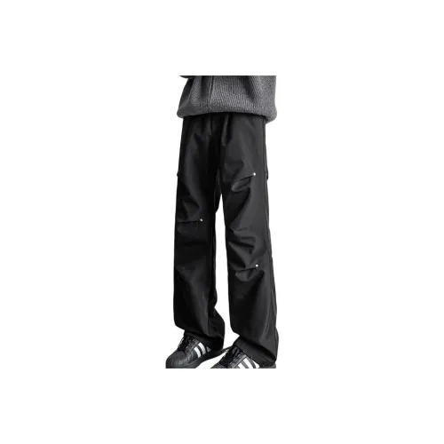 AWAO Черные флисовые унисекс повседневные штаны