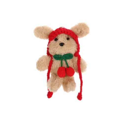 LEVENKENESS Милый Adorable Двойной Шар Шапка-бини Мелодия Собака Украшение Плюшевый Подвеска 14 см Длина корпуса