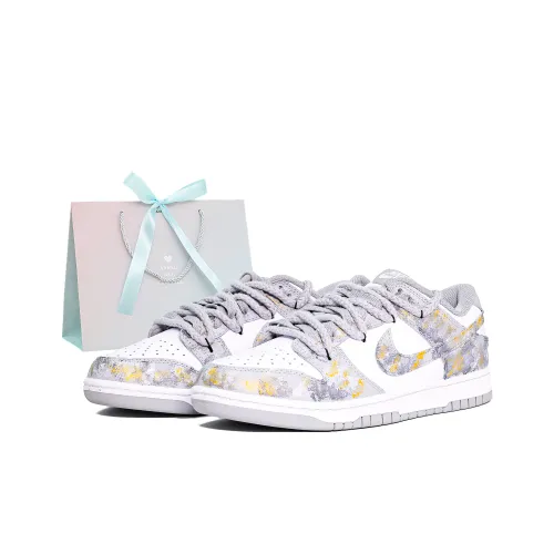 Nike Dunk Амортизация Износостойкие Низкие Кроссовки для Скейтбординга Унисекс Серый Золото