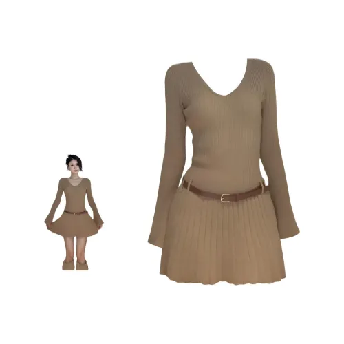 ONENINE34PM Платье + Ремень Женские Комплекты с Юбкой