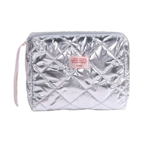 JIABITU New Arrival Silver Down Portable Makeup Bag Large Capacity Premium Feel