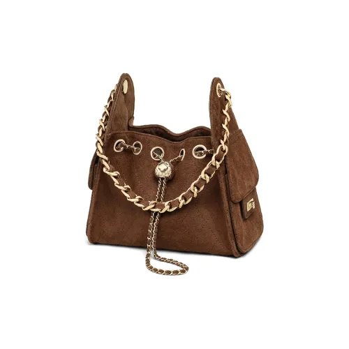 VINEY Ткань Сумка через плечо Стандартная Женская Кофейного цвета