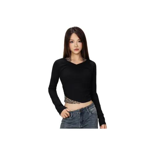 Wen Shan Черные Женские T-рубашки