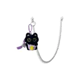 Сумка через плечо с маленьким черным котом, цепочка (фиолетовая)