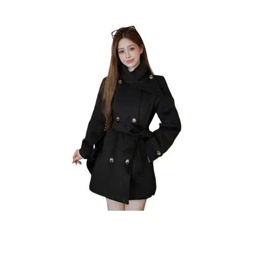 Langqing Черный Бесплатная доставка Бренд Наклеенный Женское пальто