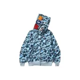 Синий с двойным капюшоном, акула, вышивка