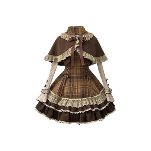 COVT Высокое Качество Карамель Девичий Набор Плащ+Топ+Платье Женские Платья Лолита