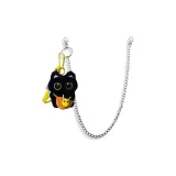 Сумка через плечо с маленьким черным котом, цепочка (оранжевый)