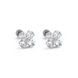 [1 пара] Белые серьги-гвоздики с четырехлистным клевером