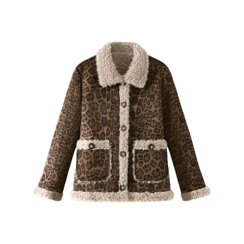 SHUHAOBAI Леопардовый принт Женские Средний Aged Пожилой Топы