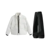 Топ цвета экрю + штаны черные с флисовой подкладкой