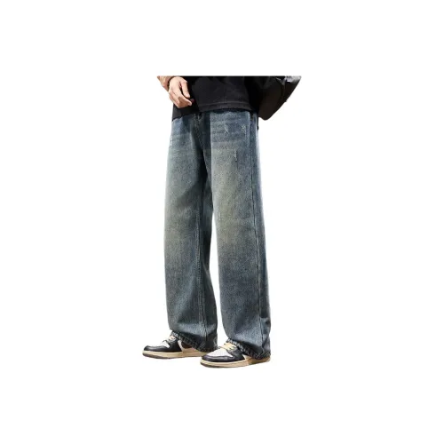 HIPHOPPUNKS Винтажные синие джинсы с флисовой подкладкой для мужчин