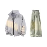 Светло-серые + желтые грязные джинсы с флисовой подкладкой