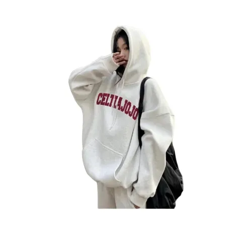 Cotton Gene Белый Серый Флисовая подкладка Женская Свитшот