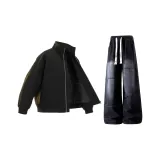 Black Liner Jacket + Black Jeans  
Черная подкладка куртка + черные джинсы