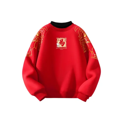 SNOOPY [Детский новогодний флисовый костюм с новогодней тематикой] Красный Nubi Лошадь Год_2 Предшкольные свитшоты