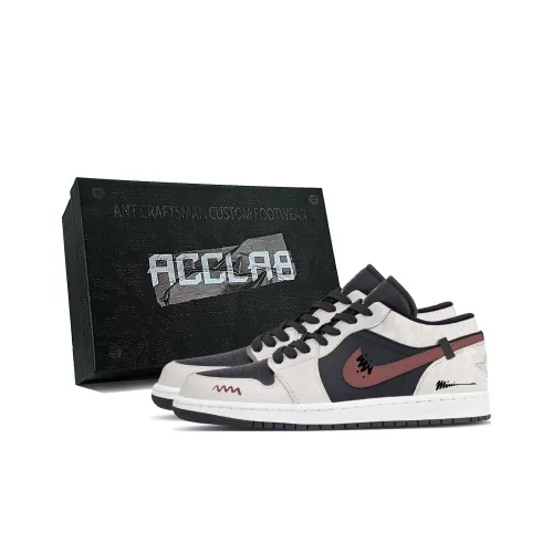 Jordan Air Jordan 1 Легкий визуально увеличивает рост Низкий Топ Винтажные баскетбольные кроссовки Мужской Белый Красный