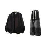 Чёрный + Чёрный Джинсы с Флисовой Подкладкой