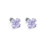 [1 пара] Фиолетовый Четырехлистный Клевер Серьги-гвоздики