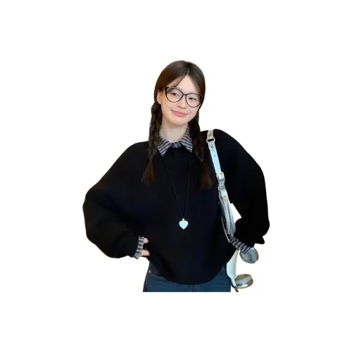 MORTEN SOLUM Черный Свитер + Полосатая Рубашка Унисекс Трикотаж